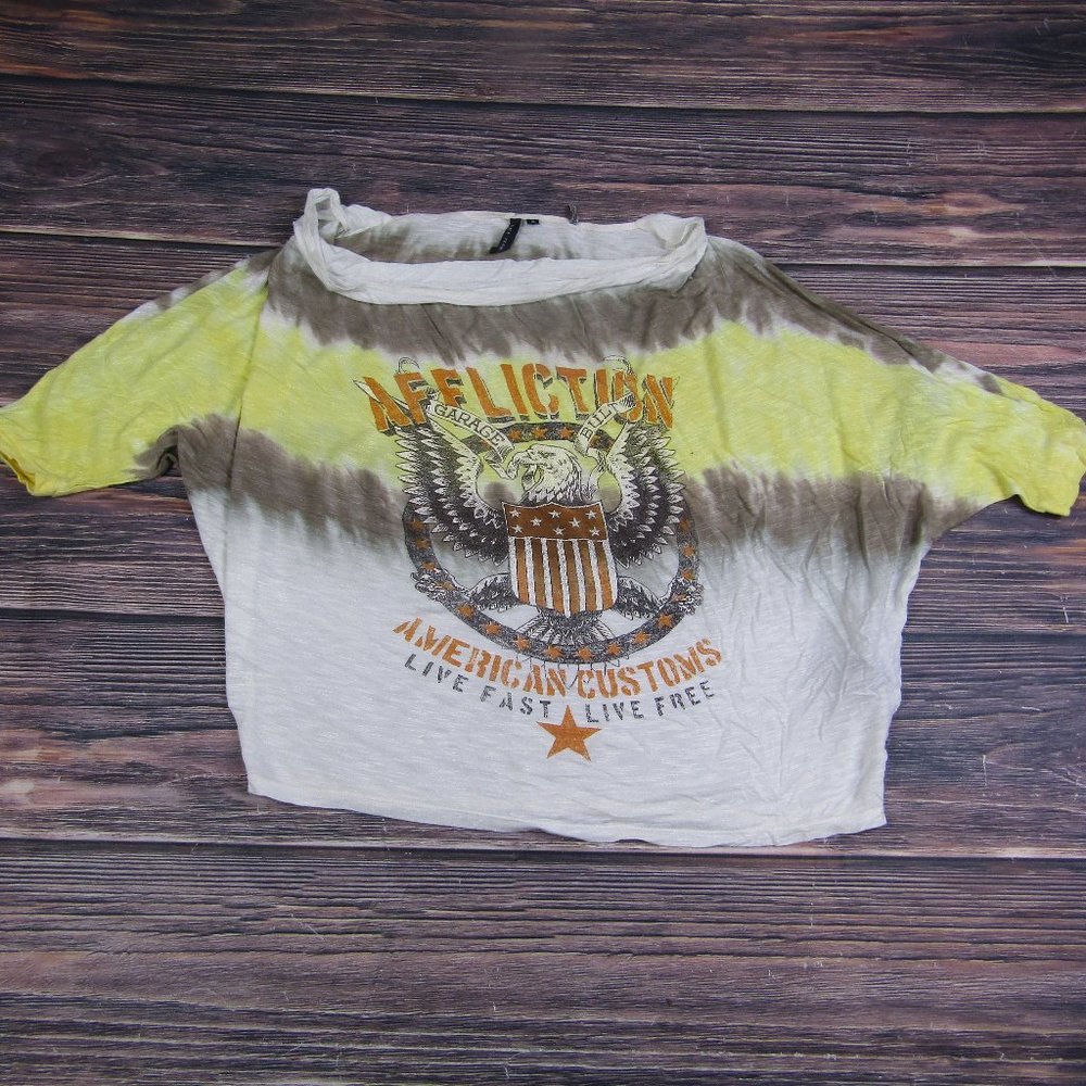 Affliction Black Label NEW NWT Womens Small Roll Neck Tee T Shirt Y2K Grunge - Picture 1 of 5